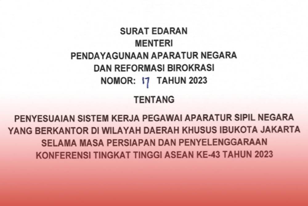 Jelang KTT Ke-43 ASEAN, Menteri PANRB Terbitkan Edaran Penyesuaian Sistem Kerja ASN di Jakarta 1